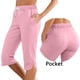 thumbnail image 2 of Pantalones de Cintura Elástica para las Mujeres Color Sólido Deportes Capris con Bolsillos Laterales, Mujeres Cintura Elástica Capris Casual Salón Bottoms de Verano, 2 of 7