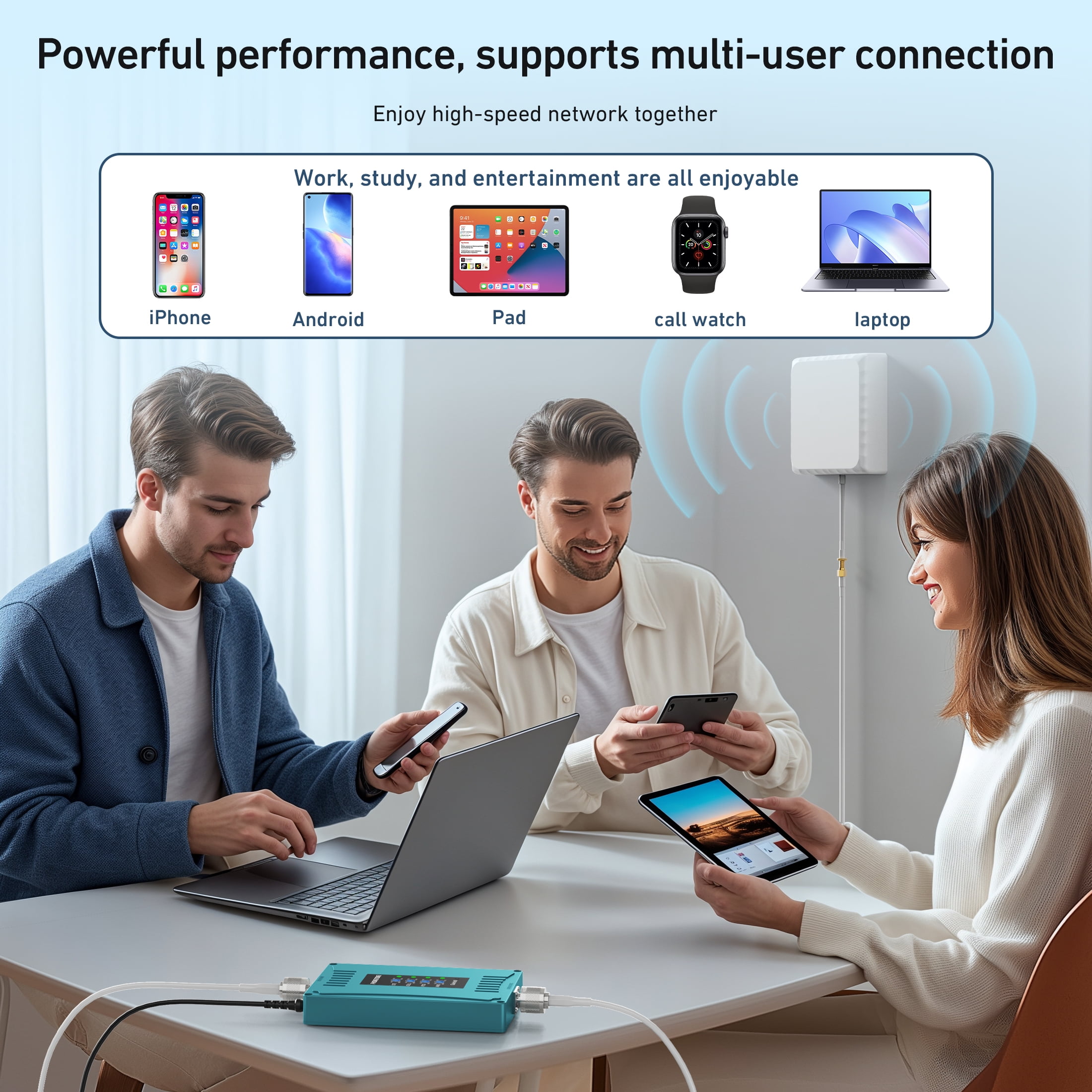 Phonetone Cell Phone Signal Booster, Boosts 5G/4G, Smart, Compatible All US Carriers, FCC Approved