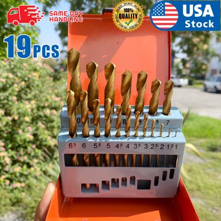

AOK USA NEW 19PCS Drill Bit Set HSS Titanium Multi-Bits Twist Metal Tools 1-10mm