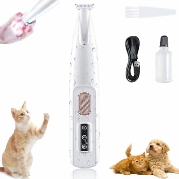 Pet Hair Trimmer, 2026 Upgraded Paw Trimmer, 18 mm Widen Blade, Low Noise Pet, Rechargeable Waterproof Paw for Dog, with Led Light