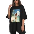 thumbnail image 4 of Plus Size Shirt for Women Black Tops for Women Oversized Short Sleeves Shirt for Women Seaside (76) T Shirt Crewneck Shirt for Women L, 4 of 5