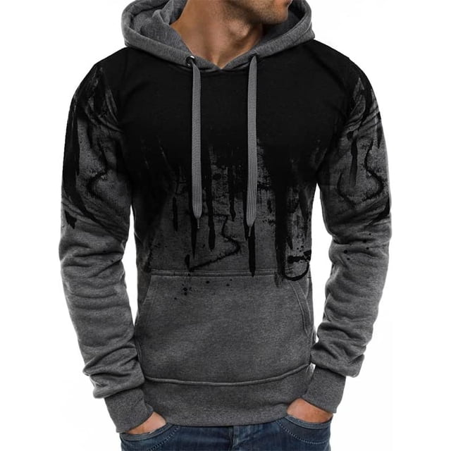 "Xishao Sudadera con Capucha para Hombre, con Estampado Degradado, Ropa Deportiva para Diario, Básica, Informal, De Gran Tamaño, Gris Y Blanco" Xishao ropa