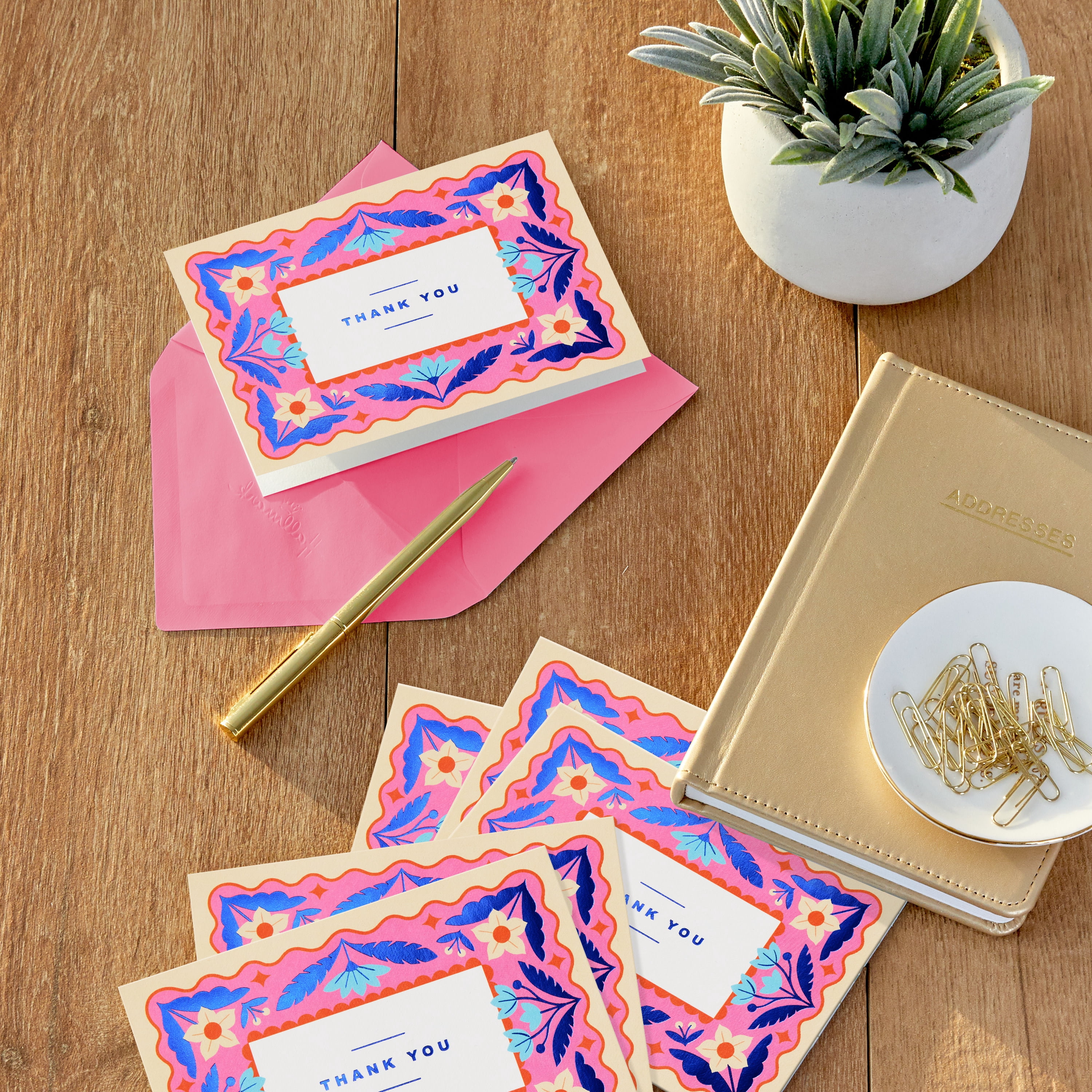 Hallmark Blank Thank You Notes (Eclectic Pink Floral), Pack of 10