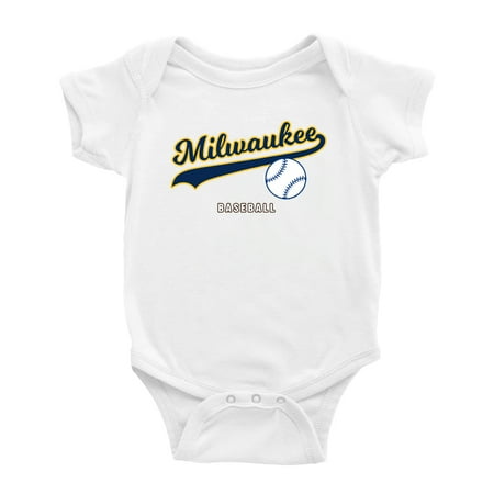 

Cute Milwaukee Baby Bodysuits Baseball Fan Baby Jersey Clothes for Boys Girls (White 12-18 Months)