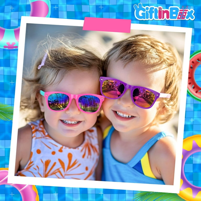 GIFTINBOX Kids Sunglasses Bulk Kids YPF5 Sunglasses Party Favor 16pack Neon Sunglasses For Kids Boys Girls Age 3 8 Party Favors For Kids 3 5 with UV400 Protection Pool Beach Birthday Party Favors Walm...