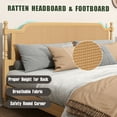thumbnail image 4 of Rattan King Size Platform Bed Frame - Handwoven Rattan Headboard and Footboard, Solid Pine Wood, No Box Spring Needed , Walnut, 4 of 9