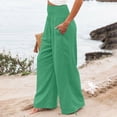 thumbnail image 5 of Delayuji Womens High Waist Wide Leg Pants Elastic Waist Loose Comfortable Pants With Pockets, 5 of 7