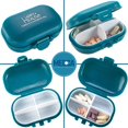 thumbnail image 1 of Compact Pill Box Organizer - Portable Waterproof Medicine Organizer and Daily Pill Container with Removable 4 Compartment Divider - Durable ABS Silicone Pills Case Fits Pocket and Purse, Pink, 1 of 9