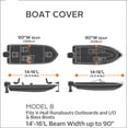 thumbnail image 4 of Classic Accessories DryGuard™ Waterproof Boat Cover, Fits Boats 14' - 16' L x 90" W, Trailerable Boat Cover with Bow, Windshield and Stern Reinforcement Panels, Model B, 4 of 8