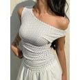 thumbnail image 3 of EMMIOL Women's Off Shoulder Sleeveless Polka Dot Ruched Tank Top - Y2K Casual Going Out Top, 3 of 7