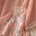thumbnail image 6 of Women's 3/4 Sleeve Tops Plus Size Solid Embroidered Round Collar Summer Top, 6 of 9
