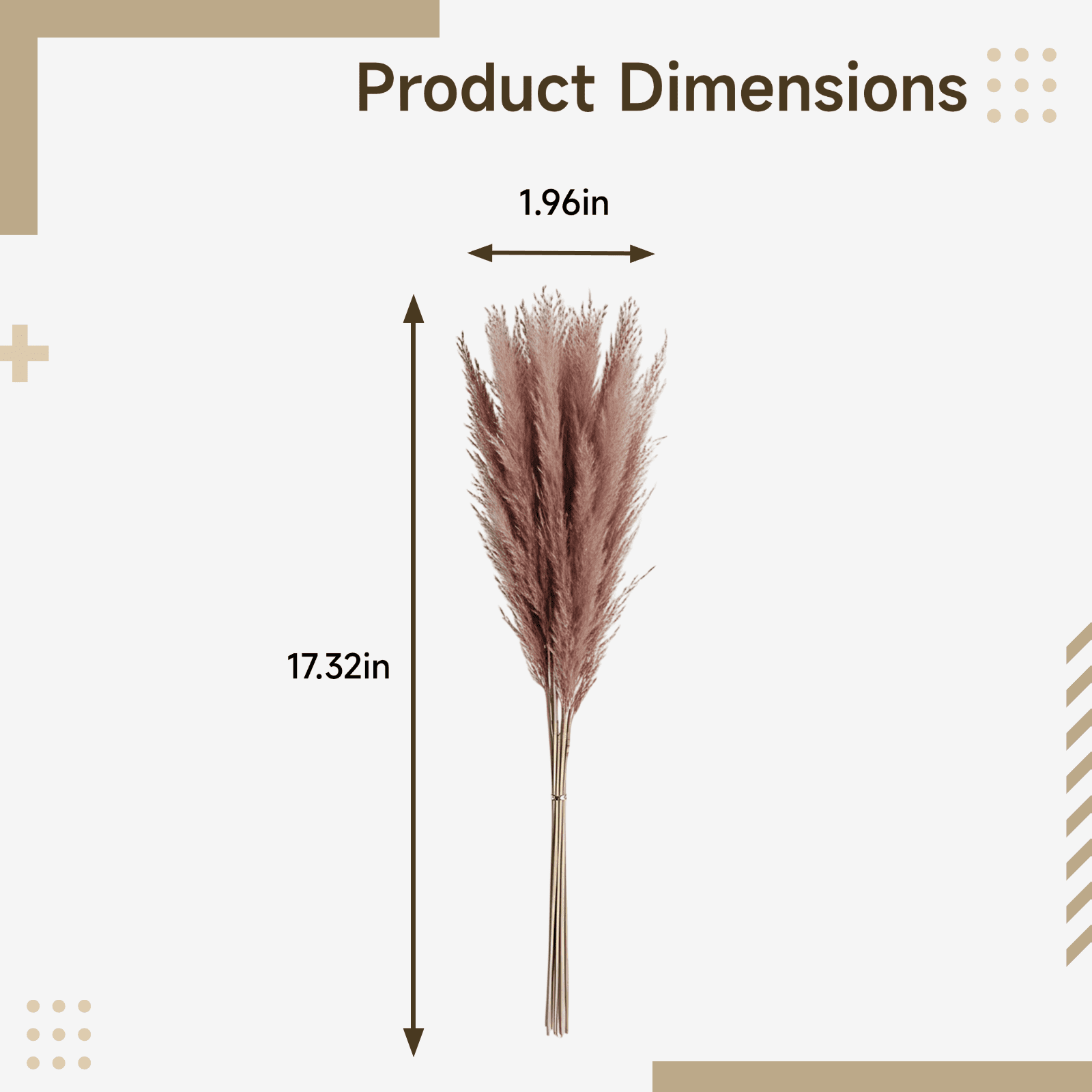 100 Pcs Pampas Grass Decor, Dried Flower Bouquet, Includes Pampas Grass, Reed, Bunny Tails, & Feathertail, 17.3 in / 44 cm, Natural Boho Floral Arrangement for Home, Wedding, DIY Décor