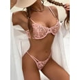 thumbnail image 5 of Conjunto de lencería sexy de dos piezas con lazo en perspectiva de malla bordada Love, 5 of 5