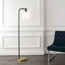 JONATHAN Y Easton 60.75" Modern Minimalist Metal/Ribbed Glass LED Floor Lamp, Brass Gold/Black, JYL1142A