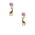 thumbnail image 2 of Delight Jewelry Goldtone Brown Giraffe Pink Crystal Clip on Earrings, 2 of 5
