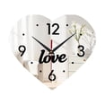 thumbnail image 1 of Reloj de pared de lujo con diseño de corazón, acrílico, tranquilo, para dormitorio, estudio, decoración moderna del hogar. Plata espejo, 1 of 9