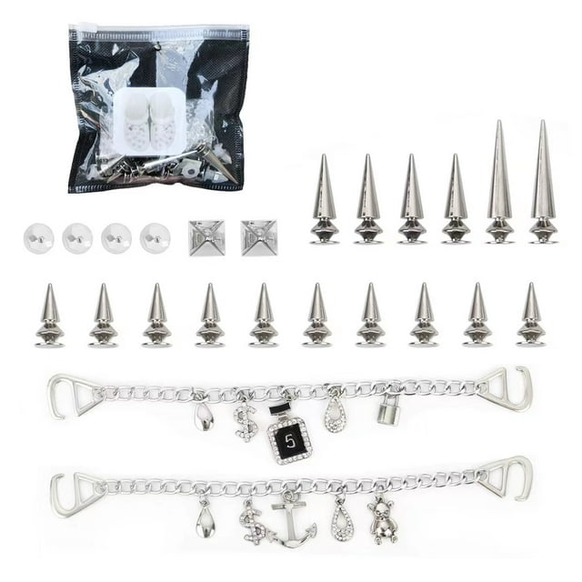 Accesorio de remache de plata punk de Metal, hebilla desmontable para zapatos con agujeros DIY, regalos de cumpleaños, defensa de lobo plateado