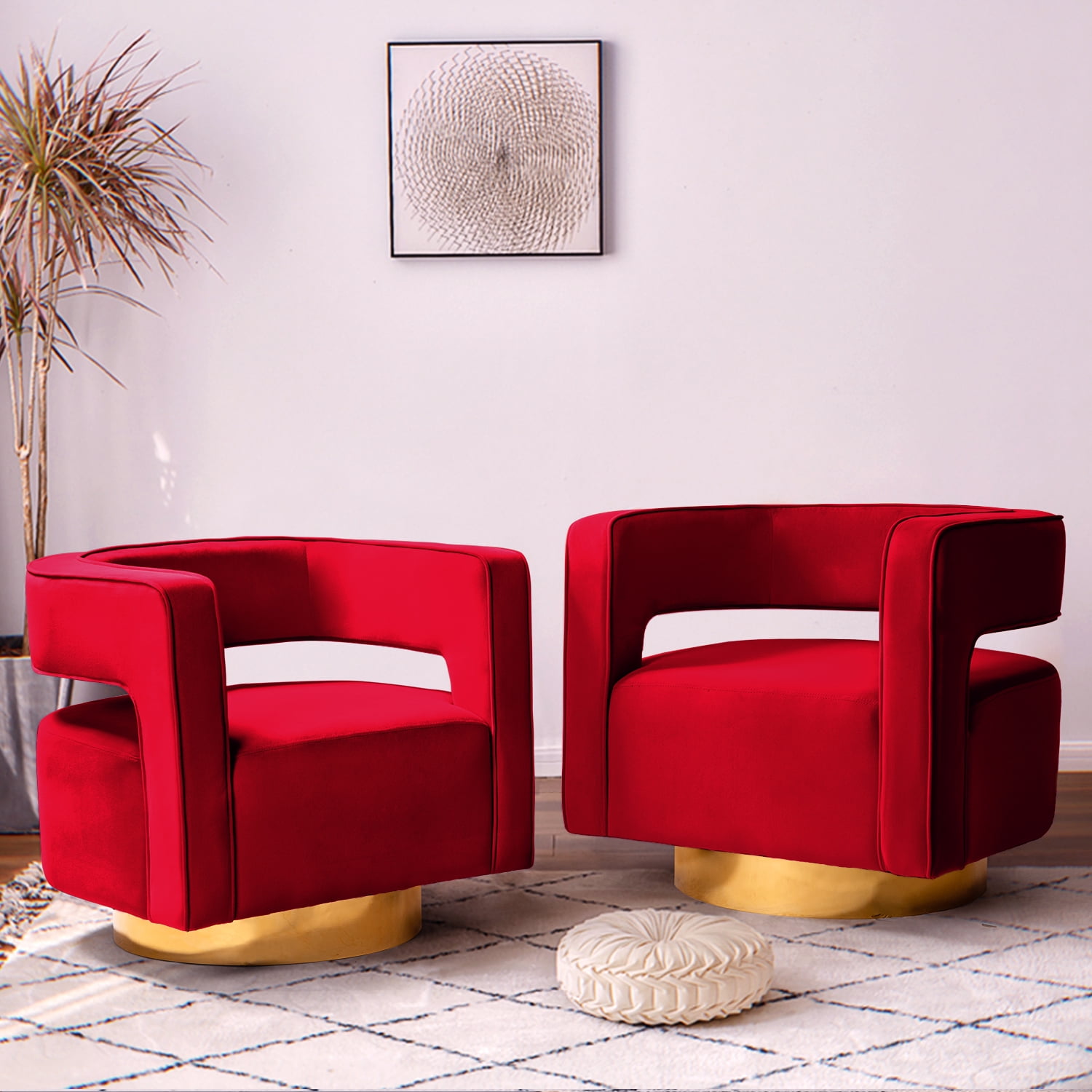 red swivel accent chair