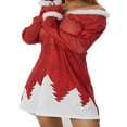 thumbnail image 4 of PENGXIANG Robe de Noël pour Femmes Manches Longues en Peluche Col en V Robe Midi Décontractée de Fête, 4 of 6