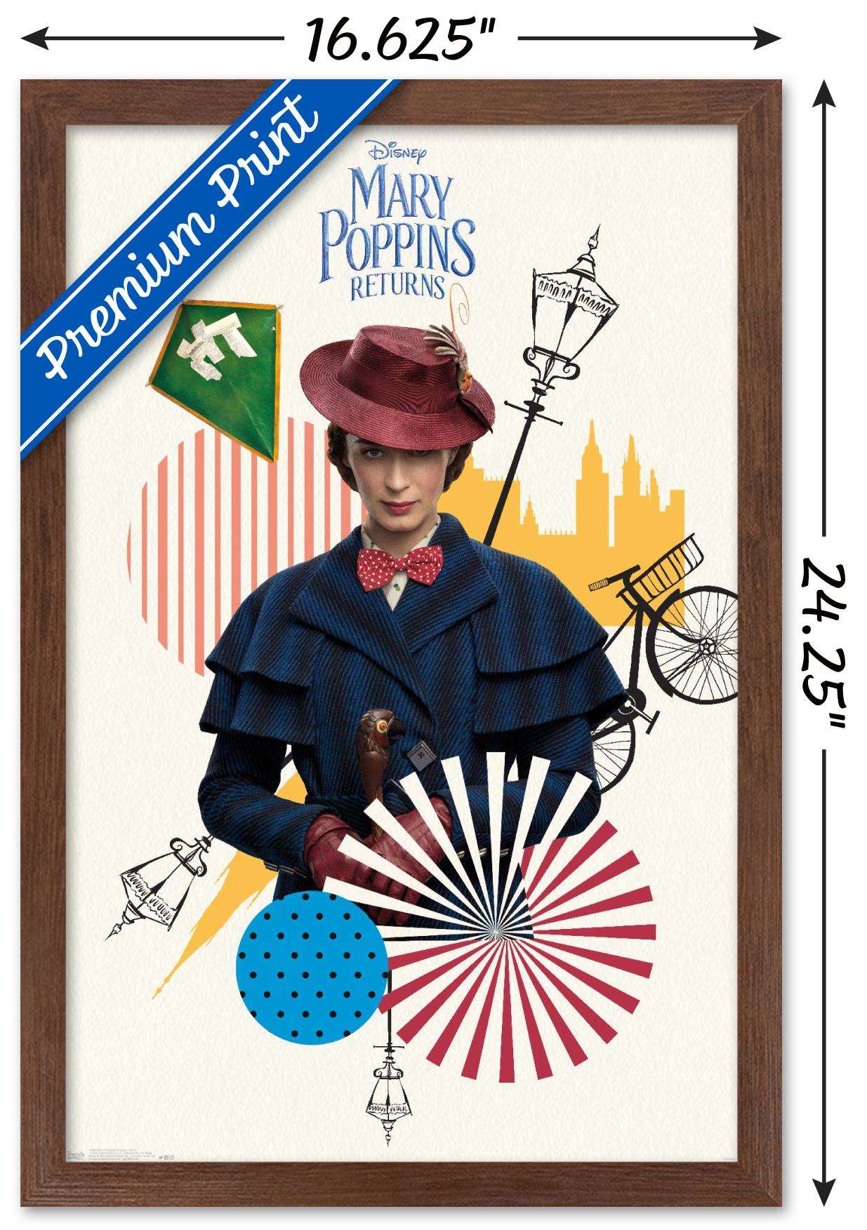 Disney Mary Poppins Returns - Mary Wall Poster, 14.725" x 22.375", Framed