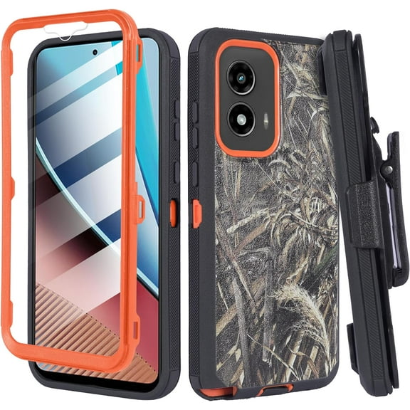 ThousandGear Compatible for Motorola Moto G Stylus 5G 2024 Case with Clip Belt Holster, Heavy Duty Military Grade Drop Protective Case (Camoflauge) & Fast Wall Charger Kit