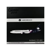 Boeing 737-800 Commercial Aircraft AeroMexico (N957AM) White with Dark Blue Tail Gemini 200 Series 1/200 Diecast Model Airplane by GeminiJets