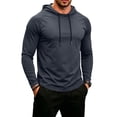 thumbnail image 2 of Dwellite Men's Hooded 50+ Sun T Shirts Long Sleeve Athletic Tops Summer Casual Fishing Shirts Light Gray XL, 2 of 7