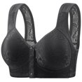 thumbnail image 2 of HVOBTTY Womens Front Closure Bra, Bras for Women, Women's Front Buckle Large Size No Steel Ring Beautiful Back Push Up Bra Black, XXL, 2 of 3