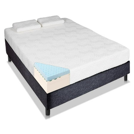 Ktaxon 12" Memory Foam Queen Mattress with 2 Pillows,Three Layers,High Softness,White