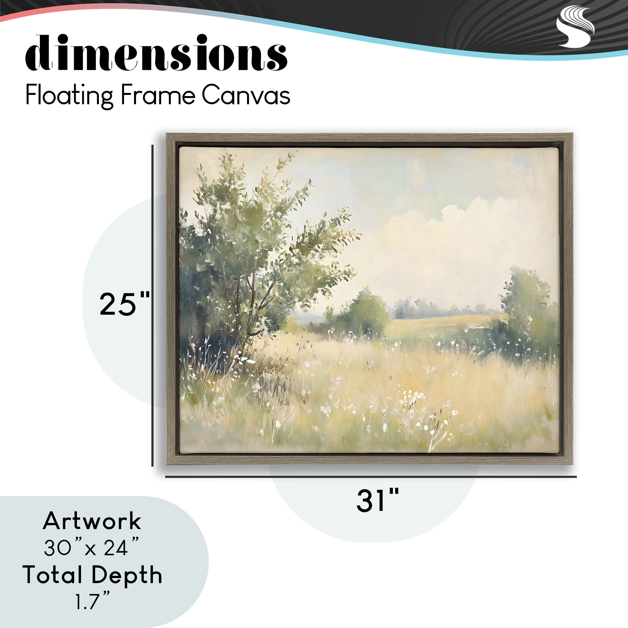 Stupell Industries Summer Meadow in Soft Light Brown Framed Floater Canvas Wall Art, design by Creative Studio