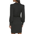 thumbnail image 2 of Karl Lagerfeld Womens Solid Ruched Surplice Dress, black, 2, 2 of 2