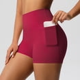 thumbnail image 2 of Women's High Waisted Yoga Shorts with Pockets – 3" High Stretch Tight Athletic Shorts for Running, Workout & Fitness, Side Pocket for Phone, Tummy Control Booty Lift Hot Pink L, 2 of 8