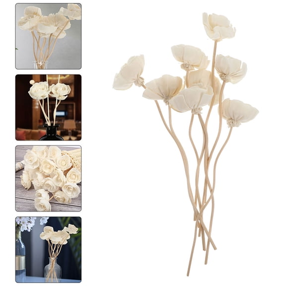 KONTONTY 3Pcs Aromatherapy Sticks Khaki Flower Shaped Wood Diffuser for Home Bathroom Bedroom