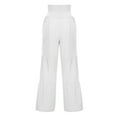 thumbnail image 5 of Tuphregyow Women's Wide Leg Fashion Flare Pants Clearance High Waist Baggy Wrap Pants New Style Solid Loose Cotton Linen Flowy Pants Trendy Fitting Pleated White XL, 5 of 5