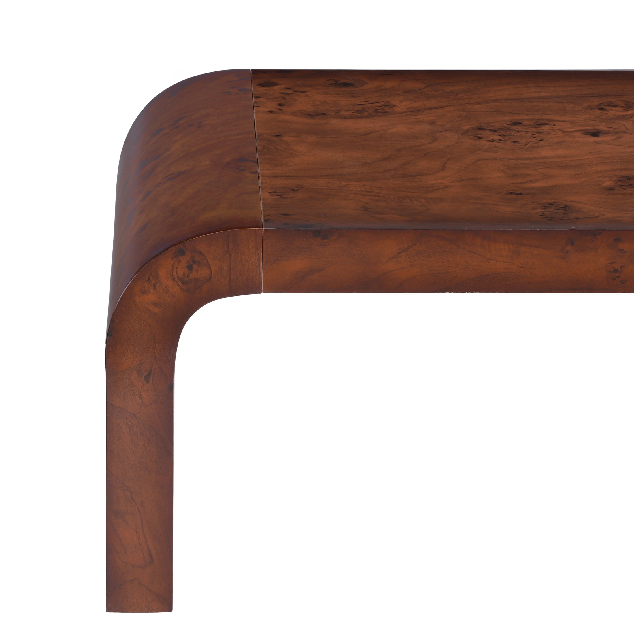 Christopher Knight Home 53.7" Waterfall Coffee Table with Burl Veneer, Curved Edges, Walnut