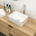 thumbnail image 2 of 16x12x5 Inch White Rectangular Ceramic Bathroom Sink US Standard Drain Opening Suitable for Outdoor Bathroom, 2 of 7