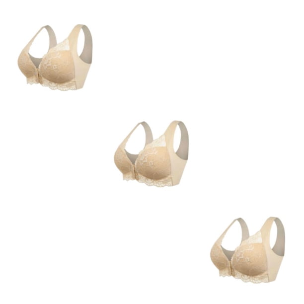 Minnieouse Sujetador trasero de belleza con cierre frontal, sostén de encaje cómodo y cómodo con realce en 5D. Color desnudo 2XL Type1 NO1