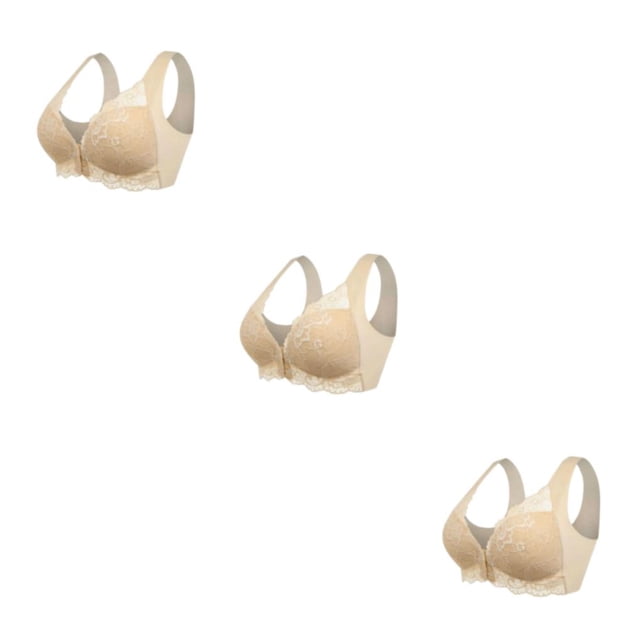Minnieouse Sujetador trasero de belleza con cierre frontal, sostén de encaje cómodo y cómodo con realce en 5D. Color desnudo 2XL Type1 NO1