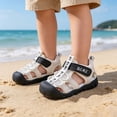 thumbnail image 2 of JIAYUE Toddler Boys Girls Athletic Sandals Summer Baby Breathable Soft Sole Hook And Loop Sports Footwear Mesh Letter Print Closed Toe Walking Shoes For Kids, 2 of 5