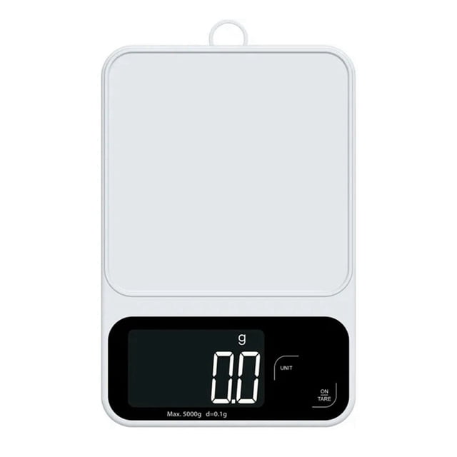 Báscula de alimentos 5 kg/0,1 g Báscula de cocina digital Peso Gramos y onzas para hornear Cocinar Café Pantalla LCD Gancho para colgar