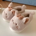 thumbnail image 3 of Pantuflas de gato de dibujos animados lindas, pantuflas de piel mullida para mujer, zapatos para el hogar con suela gruesa, cómodas pantuflas de animales para invierno kawaii de 24,5 cm, 3 of 3