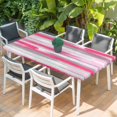 thumbnail image 2 of Pink Gray Stripes Table Cloths for 6 Foot Rectangle Tables, Watercolor Modern Abstract Minimalist Patio Waterproof Elastic Fitted Tablecloths, Washable Rectangular Table Cover for Camping, 2 of 8