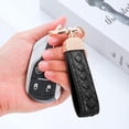 thumbnail image 5 of 2 Pack Genuine Leather Car Keychain, Handmade Knit Sheepskin Key chains for Women, Universal Key Fob Holder with 360 Degree Rotatable, Anti-Lost D-Ring, 4 Keyrings and 2 Screwdriver, 5 of 7