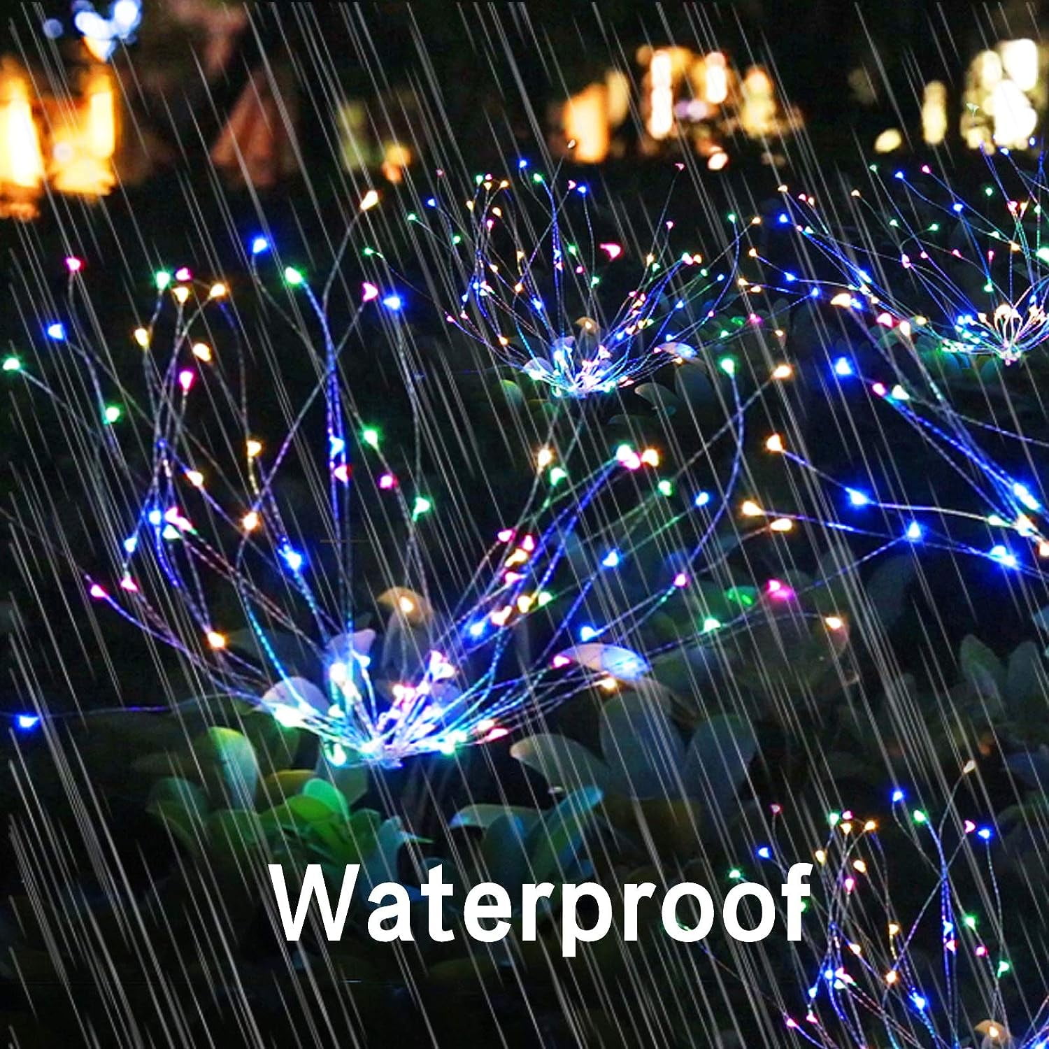 4 Pack Solar Garden Firework Lights, Dingrich Outdoor Waterproof Solar Powered Art Stake Twinkle Lighting 120 LED Sparklers Solar Lights for Patio Backyard Yard Pathway Walkway Decorations (Colorful)