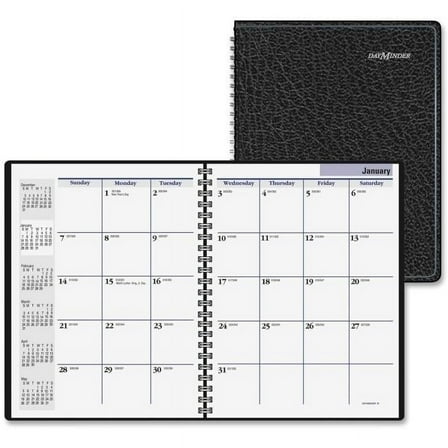 At A Glance  Desktop Monthly Planner, Simulated Leather - Black