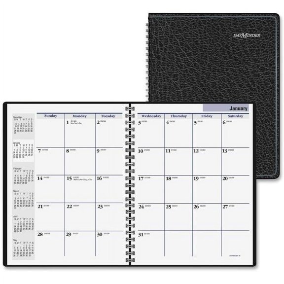 At A Glance  Desktop Monthly Planner, Simulated Leather - Black