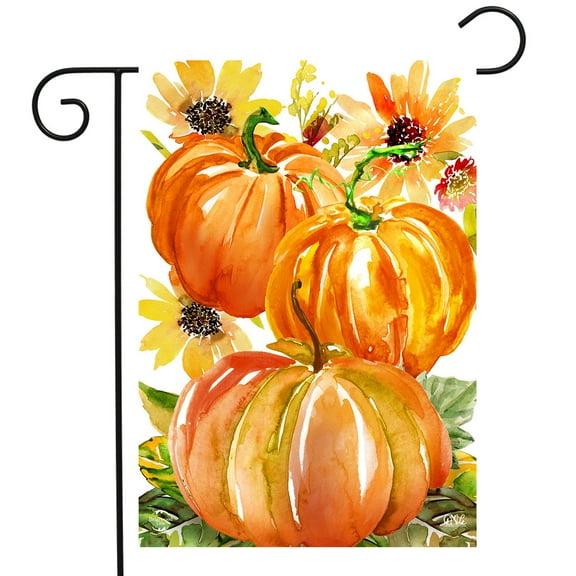 Briarwood Lane Watercolor Pumpkins Autumn Garden Flag
