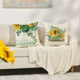thumbnail image 4 of Watercolor Sunflower Throw Pillow Cover, 16 x 16 Inch Eucalyptus Leaves Summer Holiday Party Cushion Case for Sofa Couch Set of 4, 4 of 6