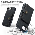 thumbnail image 5 of 2 in 1 Detachable Wallet Back Cover for iPhone 16e, Vintage Premium PU Leather Kickstand Case with Card Holder Pocket & Wireless Charging Slim Phone Cases Cover for iPhone 16e, Black, 5 of 8