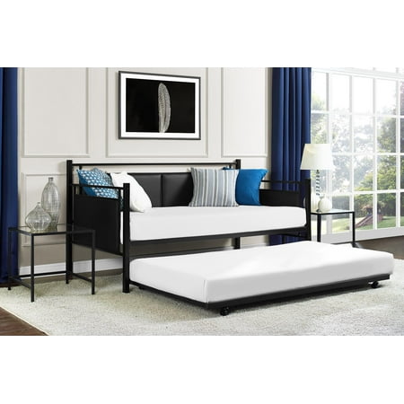 DHP Astoria Metal and Upholstered Daybed and Trundle, Black